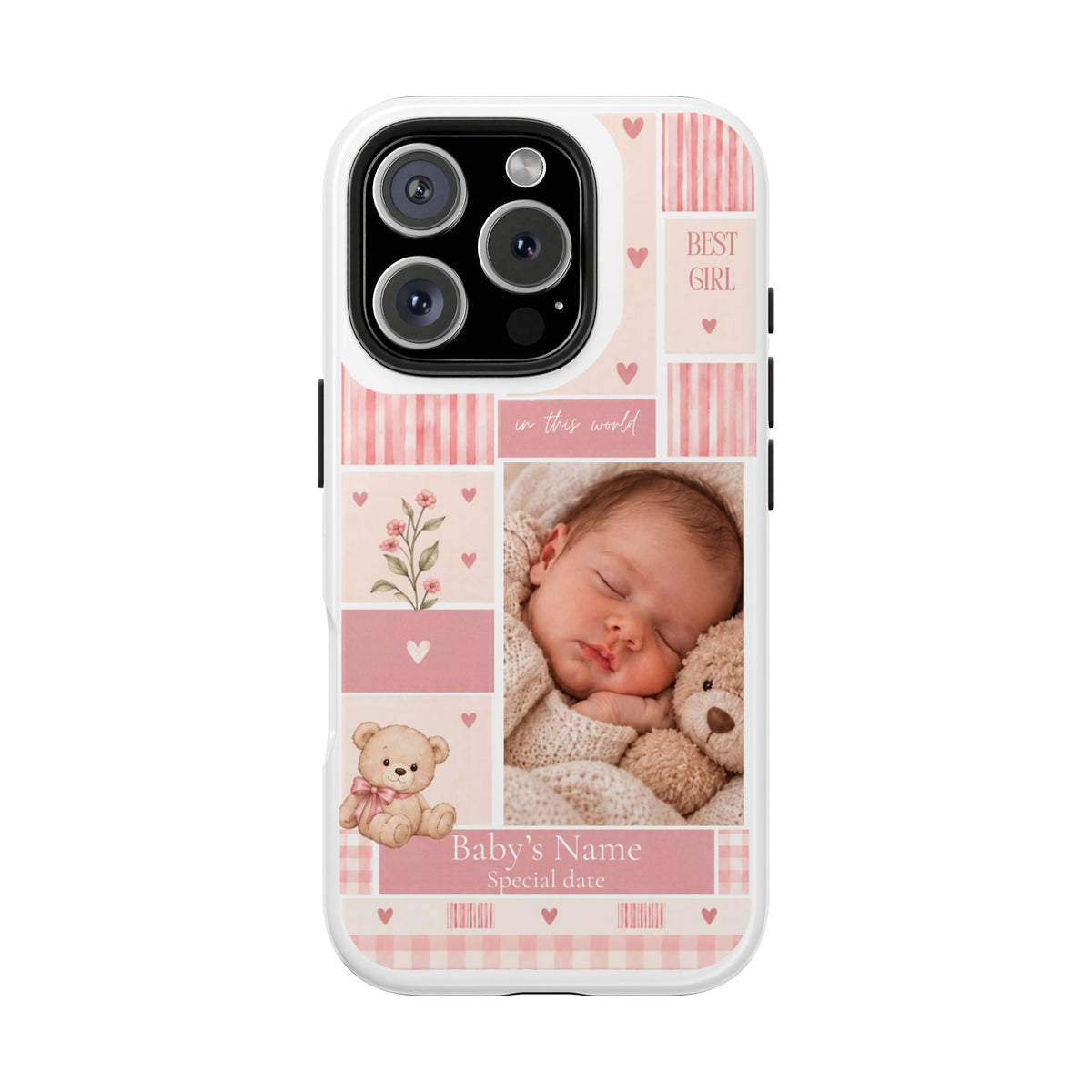 Personalized Baby Photo Phone Case – Baby Pink