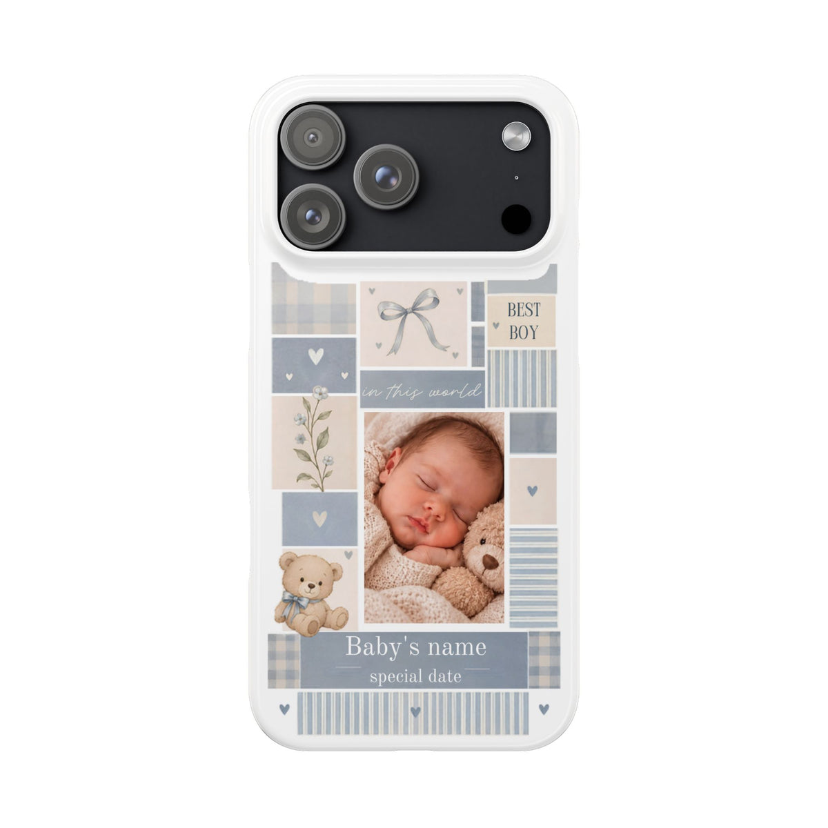 Personalized Baby Photo Slim Case – Baby Blue