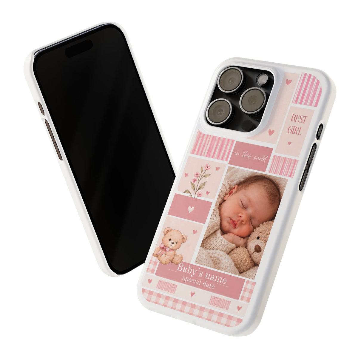 Personalized Baby Photo Slim Phone Case – Pink
