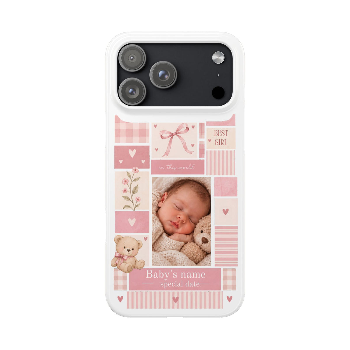 Personalized Baby Photo Slim Phone Case – Pink