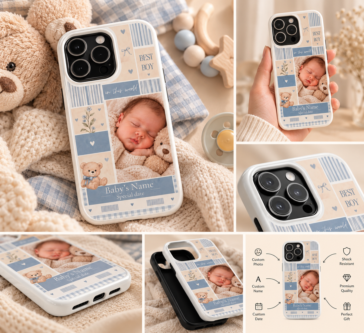 Personalized Baby Photo Phone Case – Baby Blue
