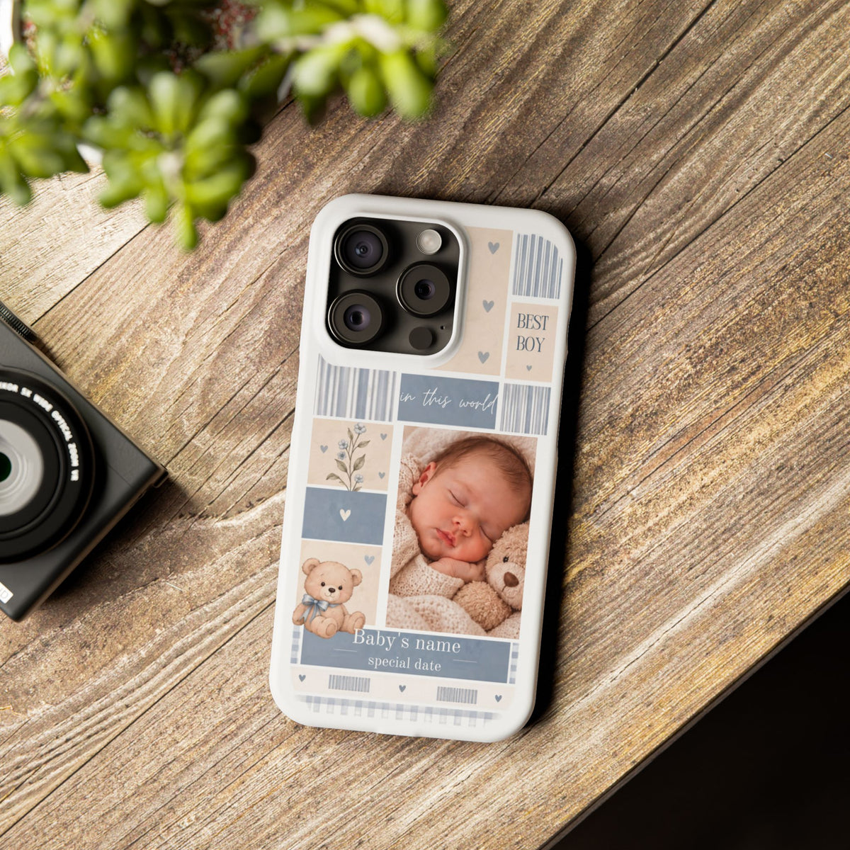 Personalized Baby Photo Slim Case – Baby Blue