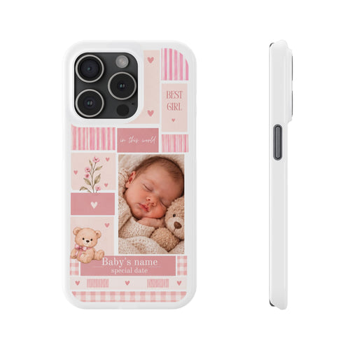 Personalized Baby Photo Slim Phone Case – Pink