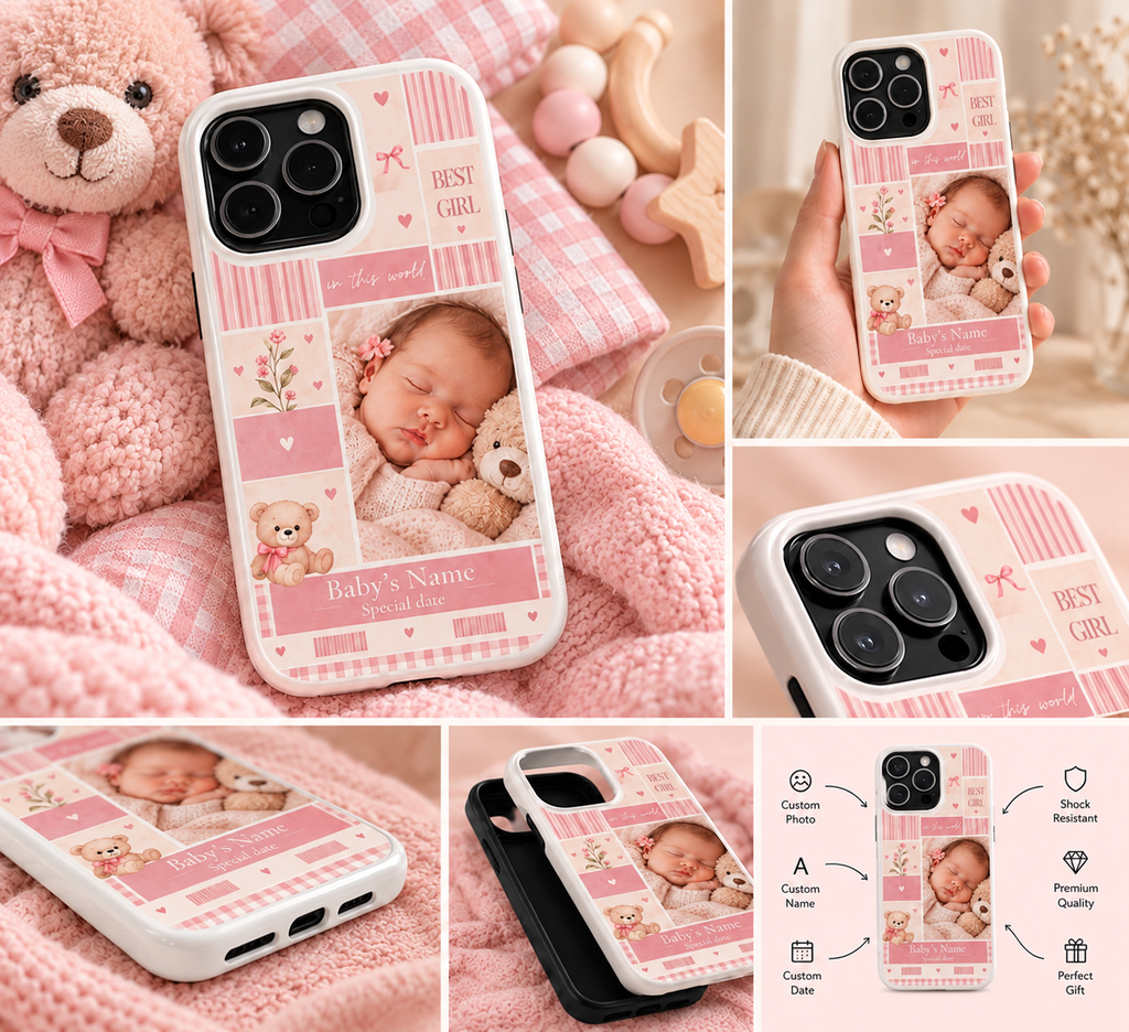 Personalized Baby Photo Phone Case – Baby Pink